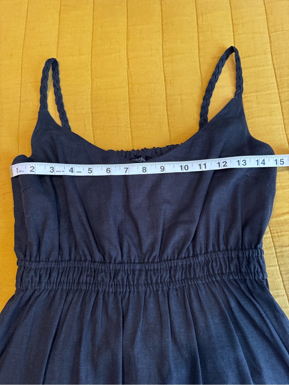 Linen blend black midi dress with back cutout size M - Picture 6 of 8
